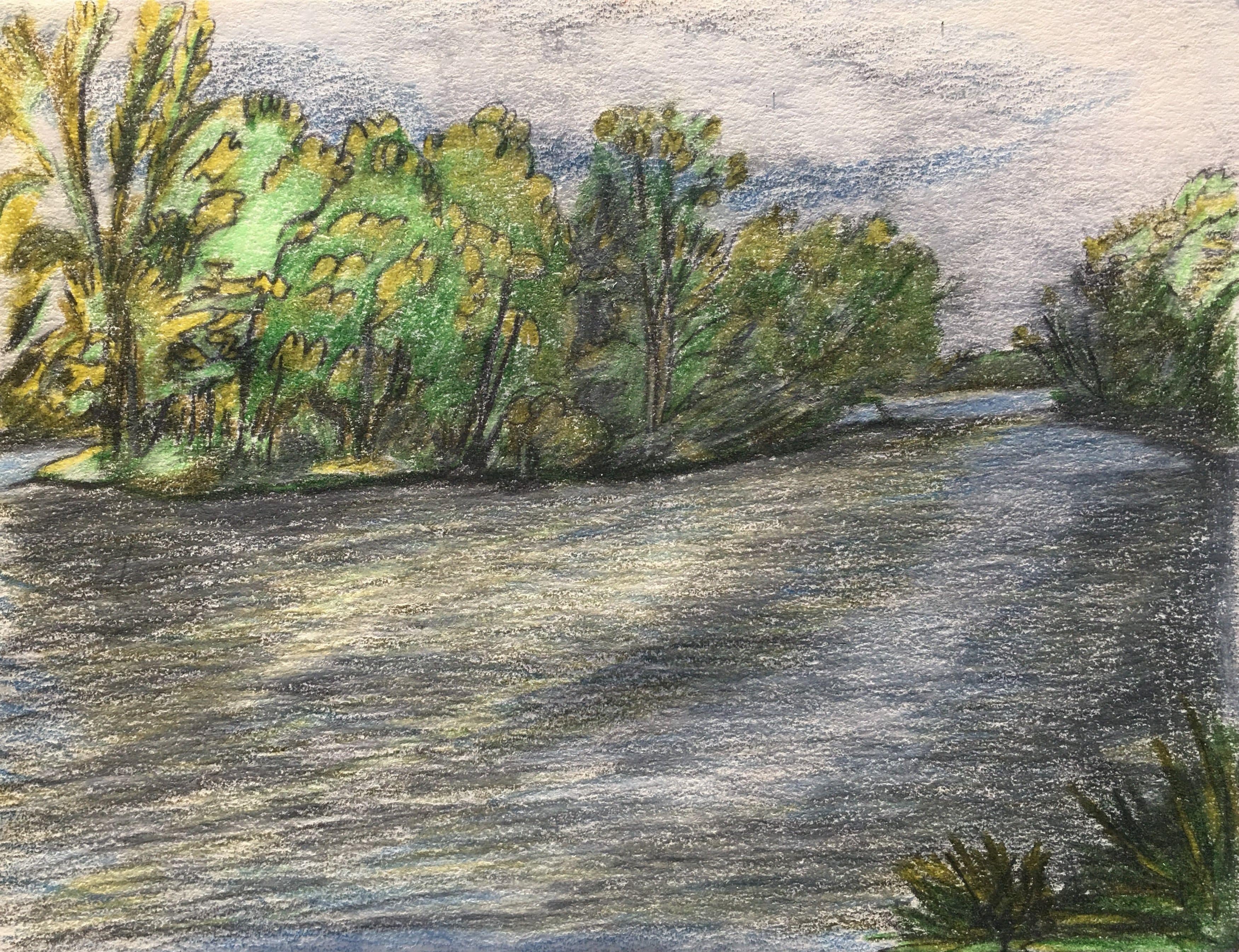Steep Parking Camp, 2018
Pencil and Colored Pencils on Paper
7.75"W x 6"H, Walli White, artist