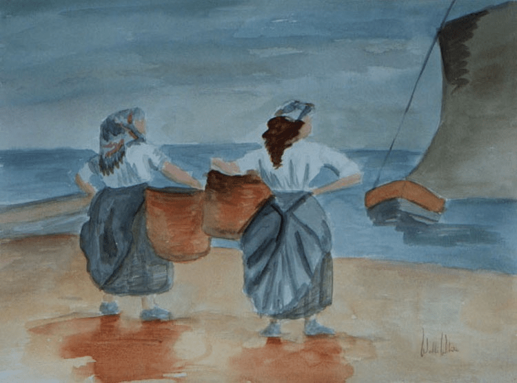 Fishwomen
(Art Reproduction)
Watercolor on Paper, Walli White, artist