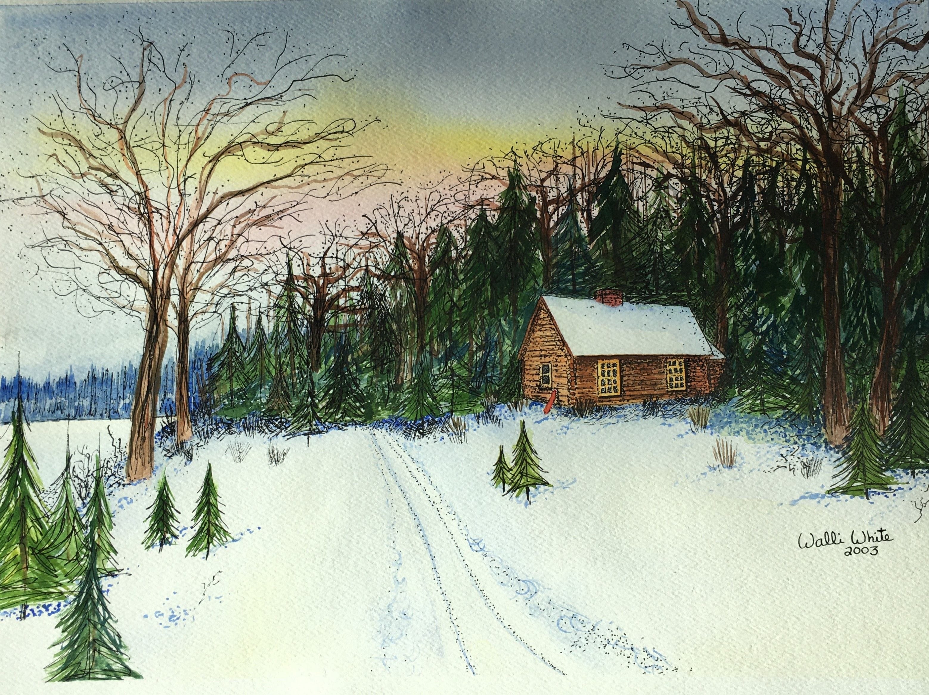 January Tettegouche, 2003
Watercolor and Ink on Watercolor Paper
15"W x 11"H, Walli White, artist