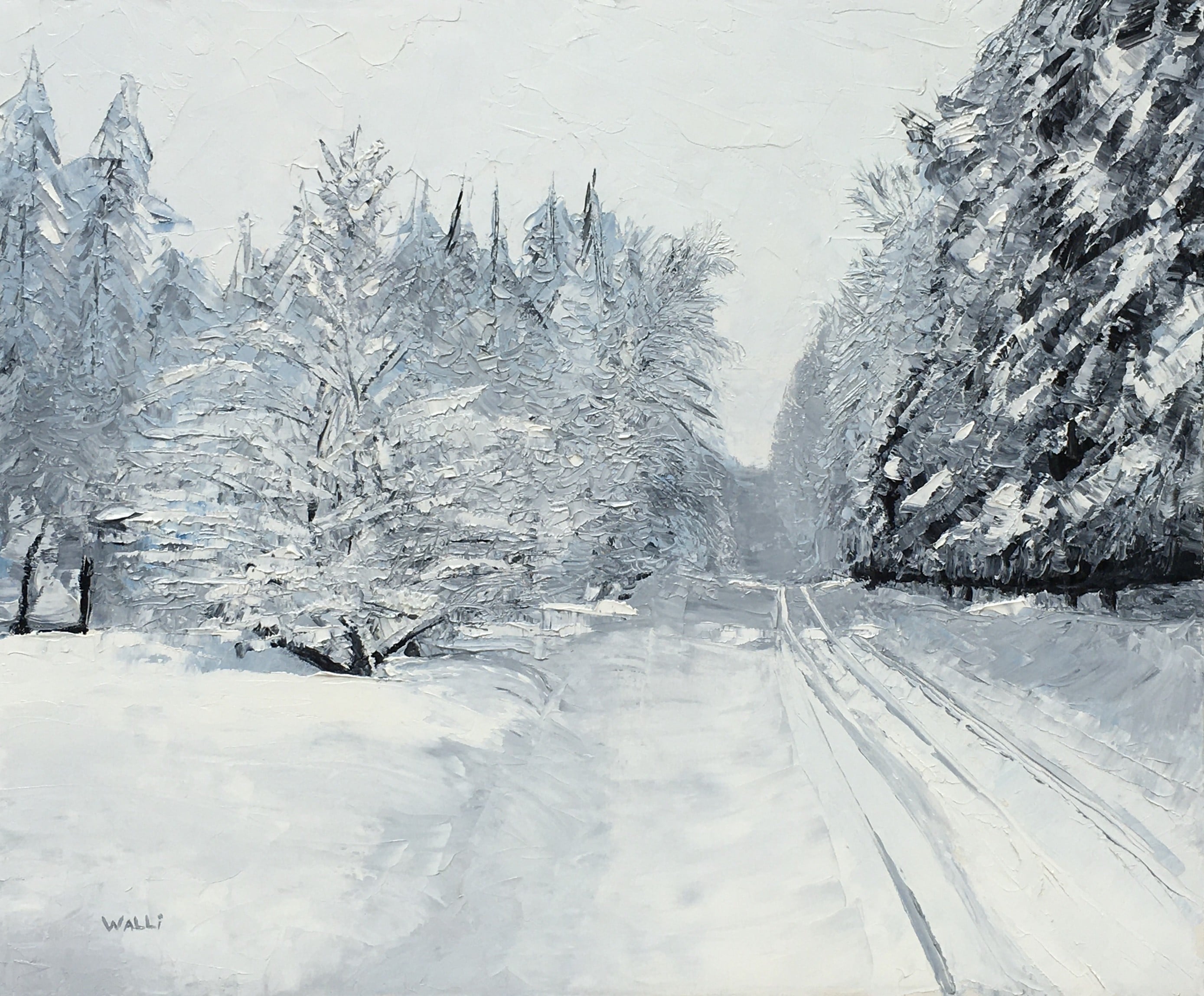 Snow at The Canada House, 2020, framed
Oil on Stretched Canvas
24"W x 20"H, Walli White, artist