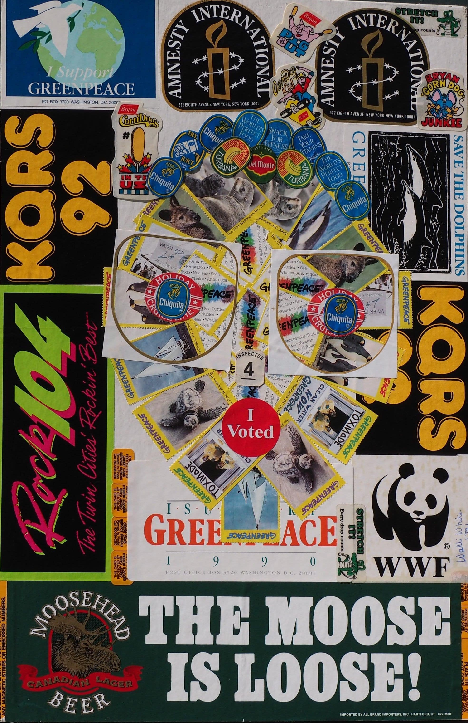 I Voted, 1991
Sticker Collage on Paper
14"W x 18.5"H, Walli White, artist