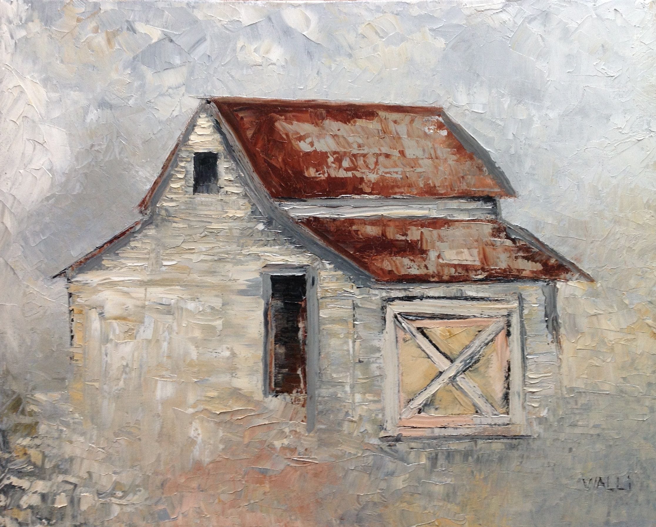 Old Barn, 2019
(a Carol Robinson reproduction)
Oil on Stretched Canvas
20"W x 16"H, Walli White, artist