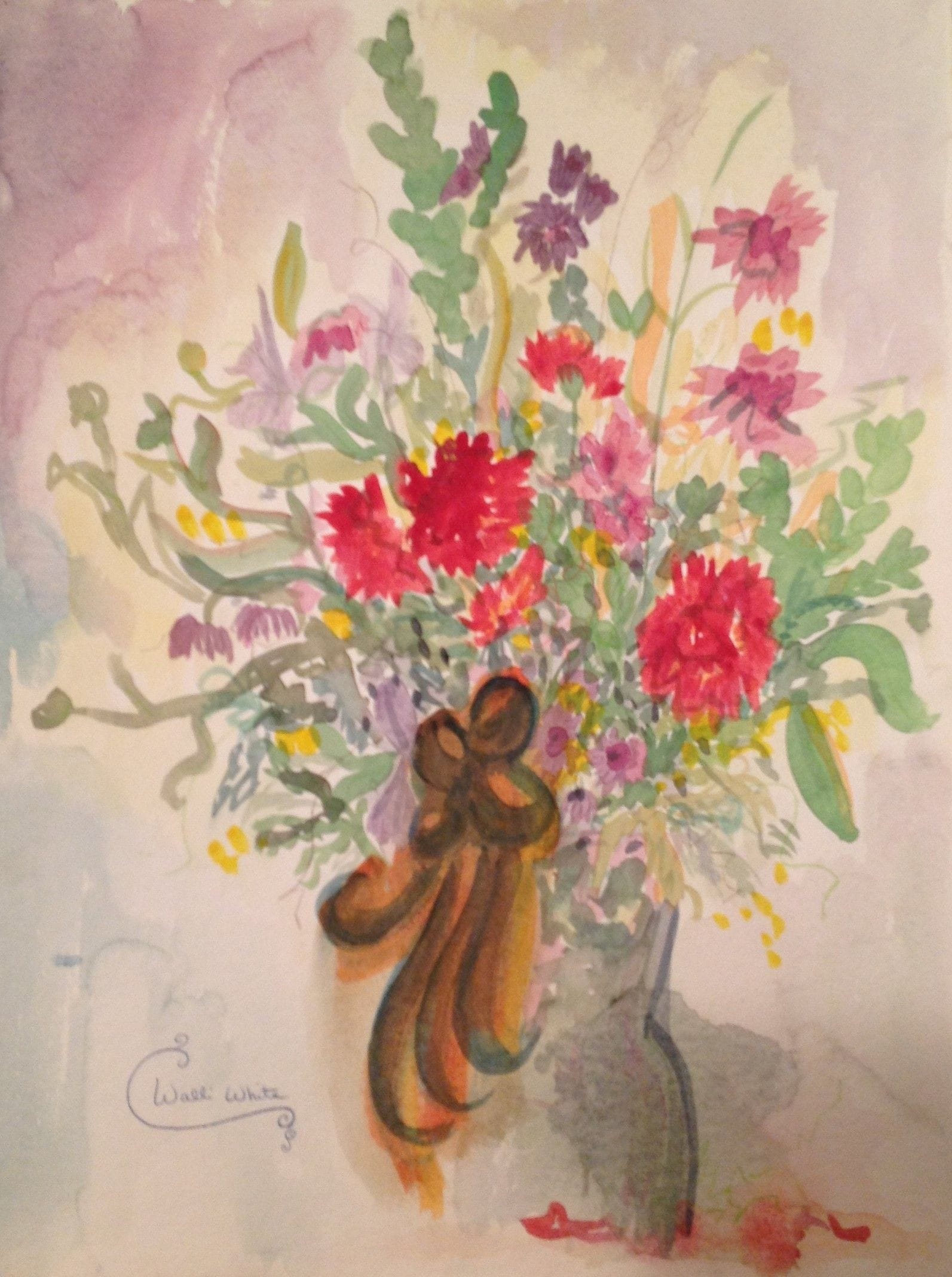 Flowers Still, 1993
Watercolor on Watercolor Paper
14"W x 18"H, Walli White, artist
