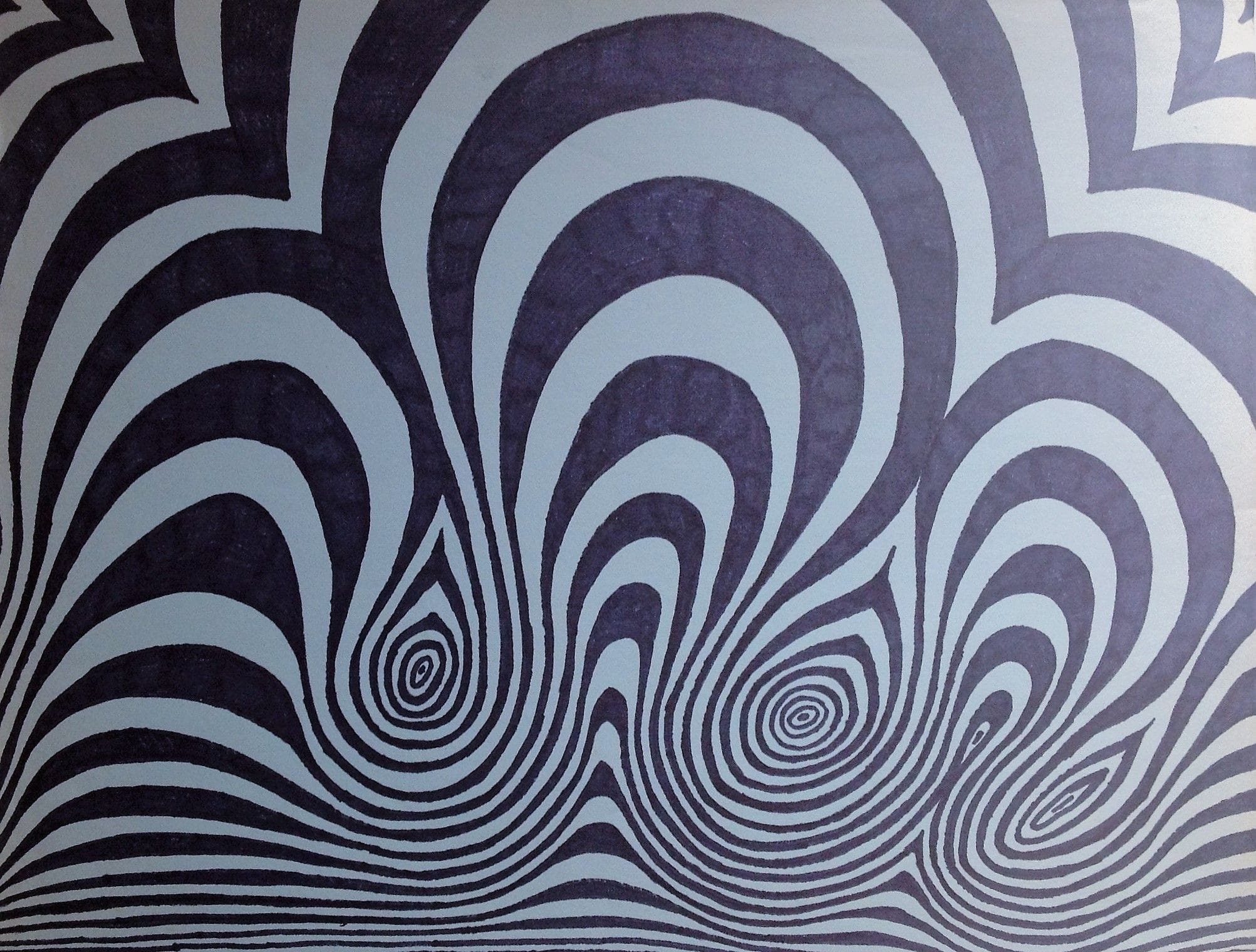 Swirls,
Black Magic Marker on Blue Paper
11"W x 8.5"H, Walli White, artist