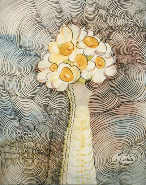 Daffodils in Vase (AKA Eggtree)
Watercolor and Ink on Paper
18"W x 24"H, Walli White, artist