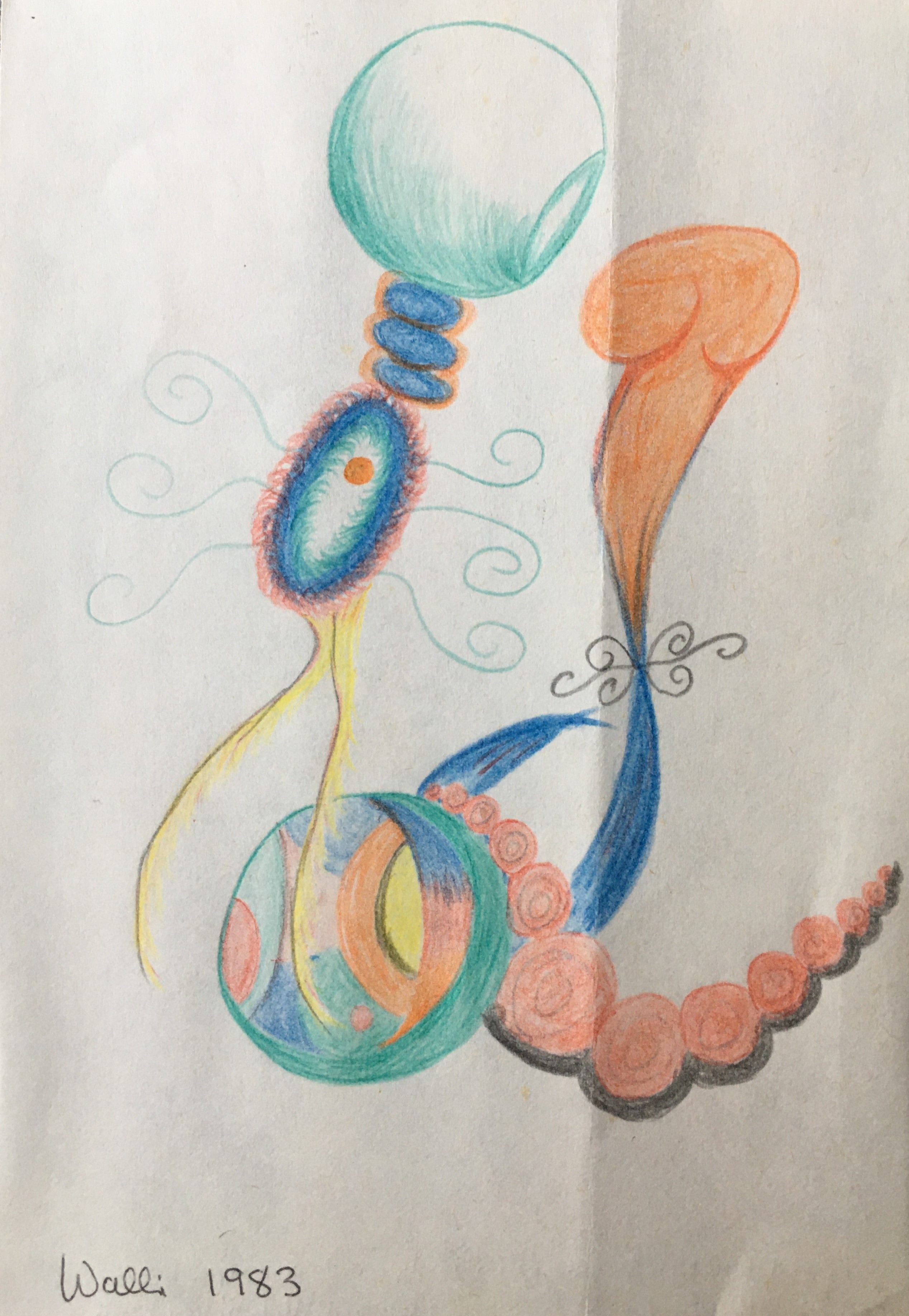 Creatures, 1983
Colored Pencils on Paper
4"W x 6"H, Walli White, artist