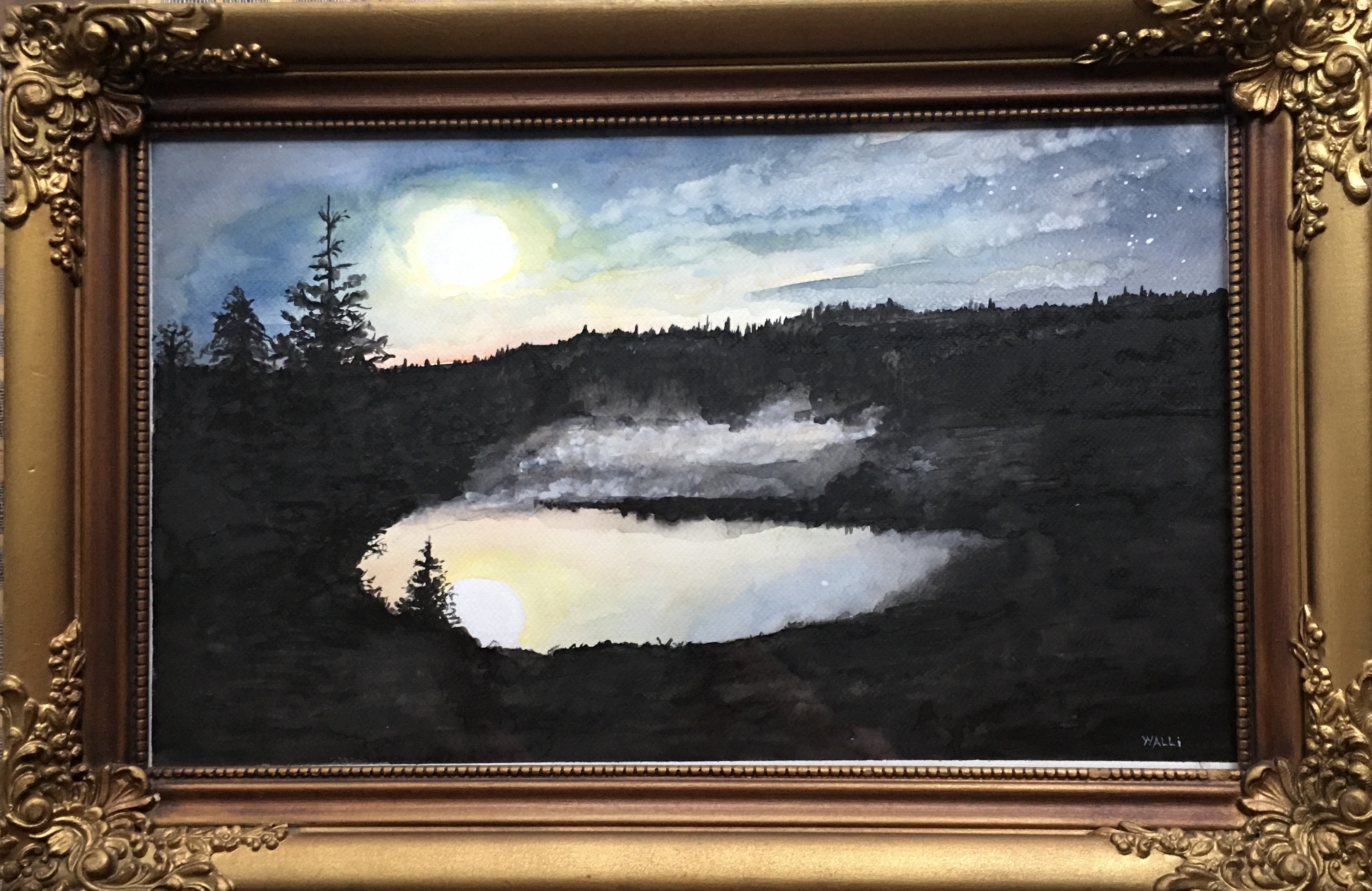Moonlight Way of the Wilderness, 2023, framed
Watercolor on Paper
20"W x 12"H, Walli White, artist