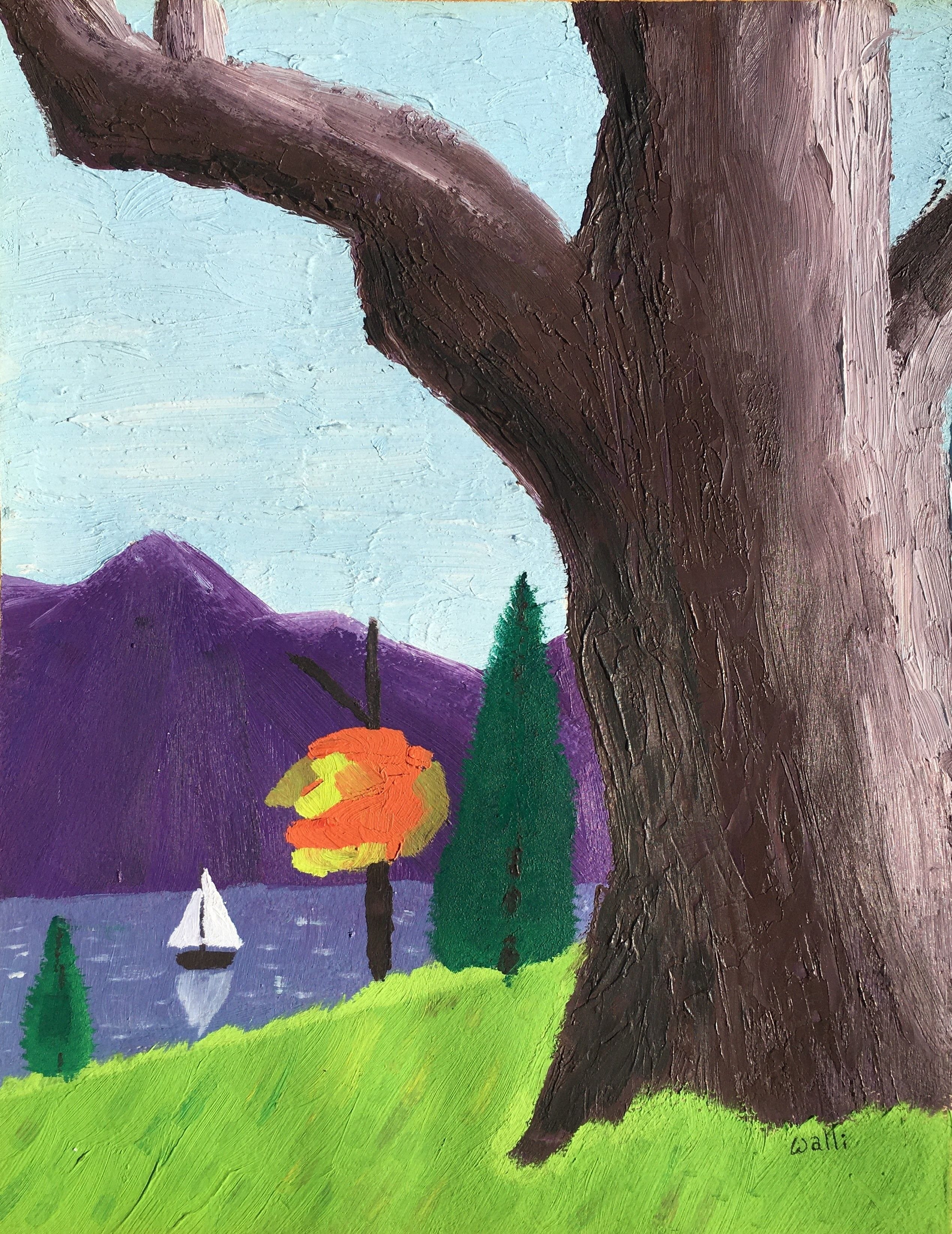 Walli's First Oil Painting, circa 1969
Oil on Canvas Paper
11"W x 14"H, Walli White, artist