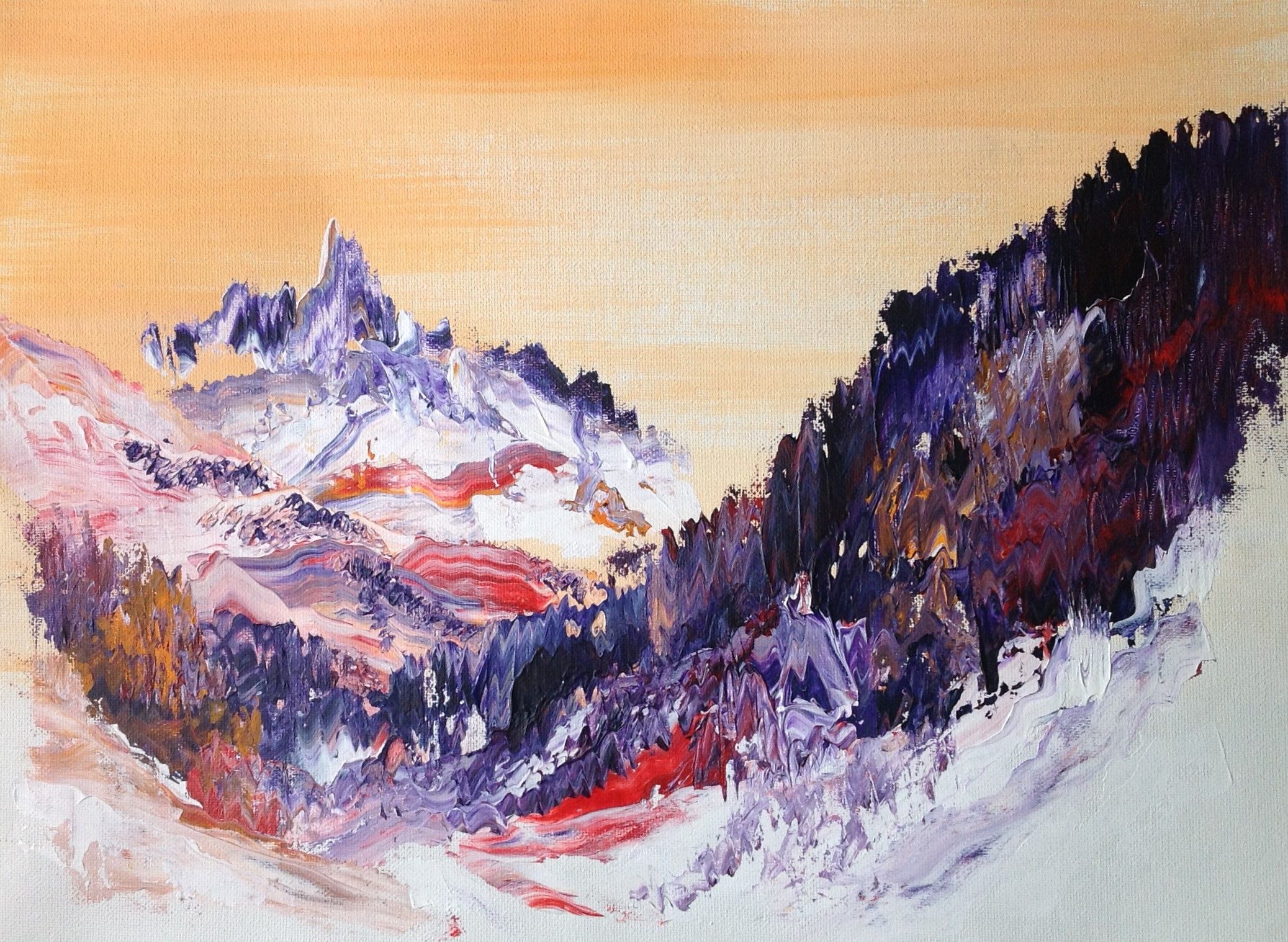 Warm Mountains, 1991
Acrylic on Canvas-textured Paper
16"W x 11.75"H, Walli White, artist