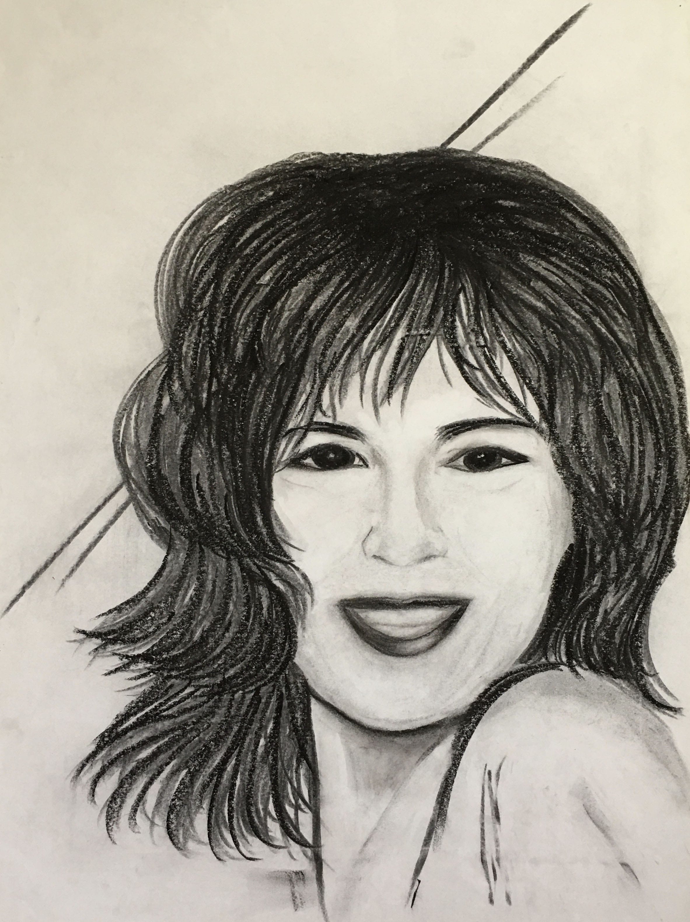 Self Portrait, 1992
Charcoal on Paper
18"W x 24"H, Walli White, artist