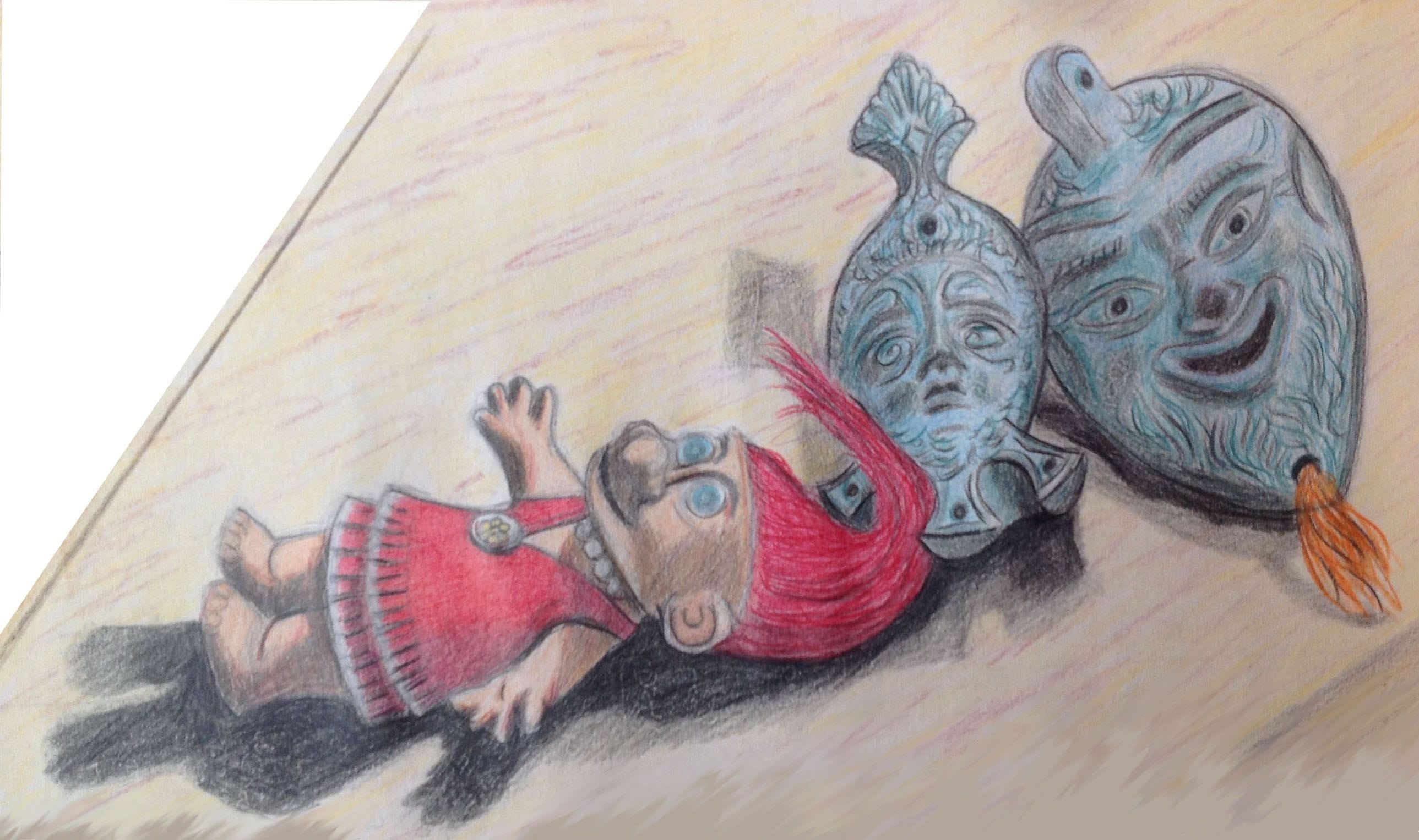 Troll and Oil Lamps, 2019
Colored Pencils on Paper
12"W x 7"H, Walli White, artist